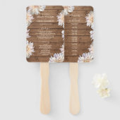Dahlia Pink Floral Rustic Wood Wedding Programme Handwaaier (Voorkant en achterkant)