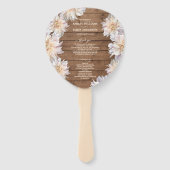 Dahlia Pink Floral Rustic Wood Wedding Programme Handwaaier (Voorkant)