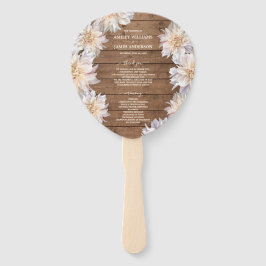 Dahlia Pink Floral Rustic Wood Wedding Programme Handwaaier