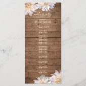 Dahlia Pink Floral Rustic Wood Wedding Programme Programmakaart (Achterkant)