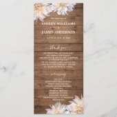 Dahlia Pink Floral Rustic Wood Wedding Programme Programmakaart (Voorkant)