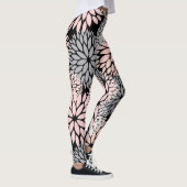Dahlia Pink Gray Floral Pattern Leggings (Rechts)