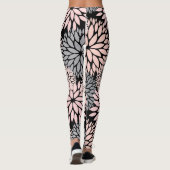 Dahlia Pink Gray Floral Pattern Leggings (Achterkant)