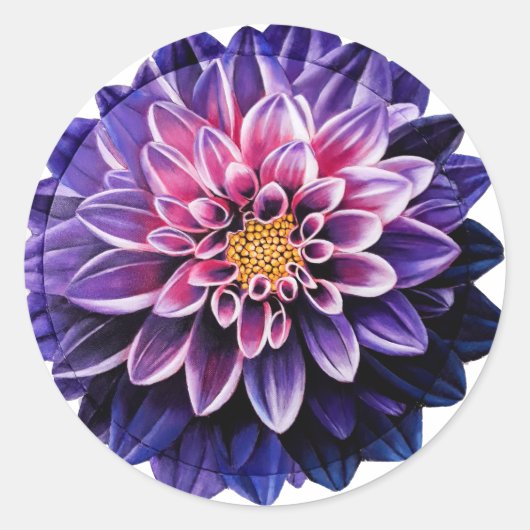 Dahlia Ronde Sticker (Voorkant)