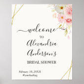 Dahlia & Roses Bruidsuitnodiging Welkomstbord Poster (Voorkant)