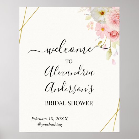 Dahlia & Roses Bruiloft Welcomebord Poster (Voorkant)