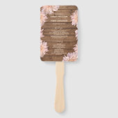 Dahlia Roze Bloem Rustieke Houten Trouwprogramma Handwaaier (Voorkant)