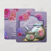 Dahlia Roze Paars Bruiloft Theesalon Kaart (Voorkant / Achterkant)
