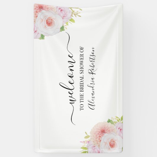 Dahlia & Rozen Bridal Weddenschap Shower Welkom Spandoek (Verticaal)