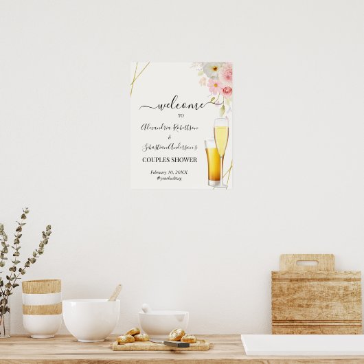 Dahlia & Rozen Couples Weddenschap Welkomstteken Poster (Keuken)