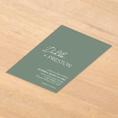 Dahlia Sage Groen Hedendaags Modern Huwelijk Acryl Uitnodigingen (Laagn)