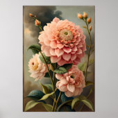 Dahlia Schilderij: bloesem in klassieke stijl Poster (Voorkant)