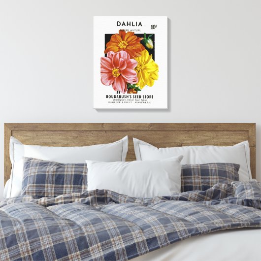 Dahlia Seed Packet Canvas Afdruk (Insitu (Slaapkamer))