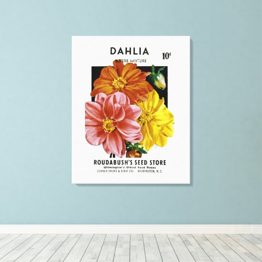 Dahlia Seed Packet Canvas Afdruk (Insitu (Houten vloer))