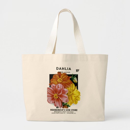 Dahlia Seed Packet Grote Tote Bag (Voorkant)