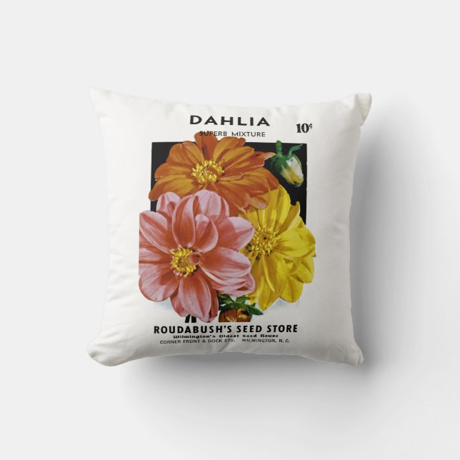 Dahlia  Seed Packet Kussen (Voorkant)