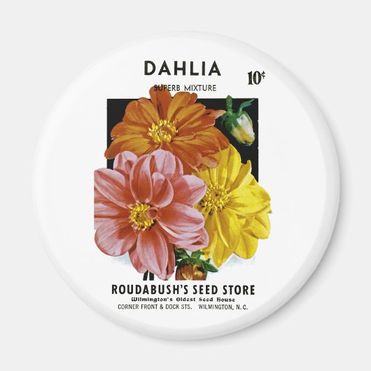 Dahlia Seed Packet Magneet (Voorkant)