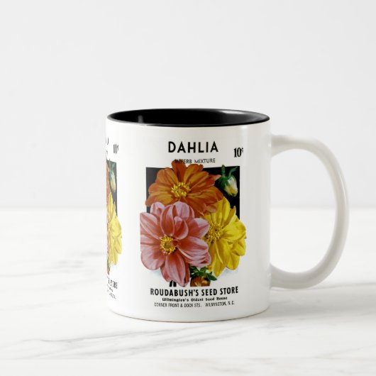 Dahlia Seed Packet Tweekleurige Koffiemok (Rechts)