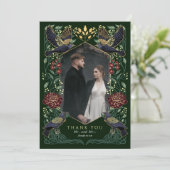 Dahlia Snapdragon betoverd Gothic Raven bruiloft Bedankkaart (Staand voorkant)