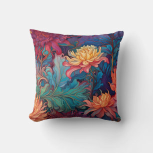 Dahlia Tapestry Rood blauw groen goud Sierkussen