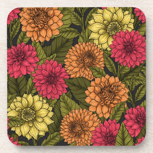 Dahlia tuin bier onderzetter (Voorkant)