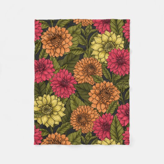 Dahlia tuin fleece deken (Voorkant)