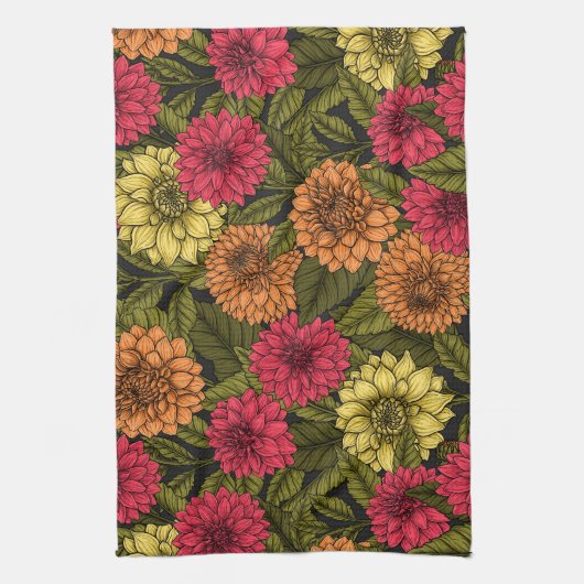 Dahlia tuin theedoek (Verticaal)