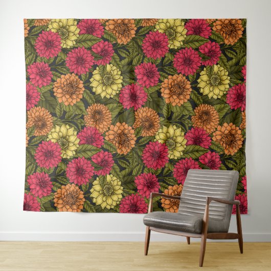 Dahlia tuin wandkleed (In Situ (horizontaal))