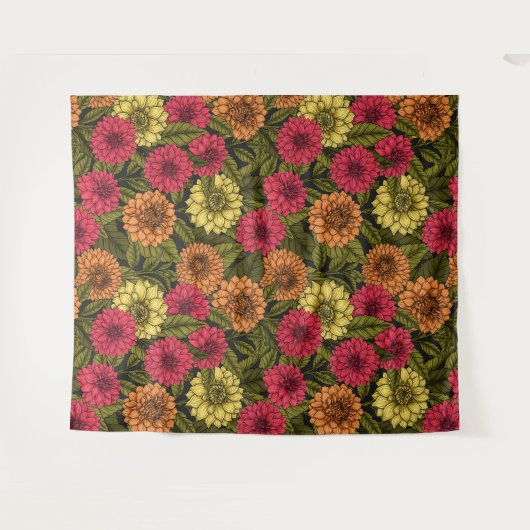 Dahlia tuin wandkleed (Voorkant (horizontaal))