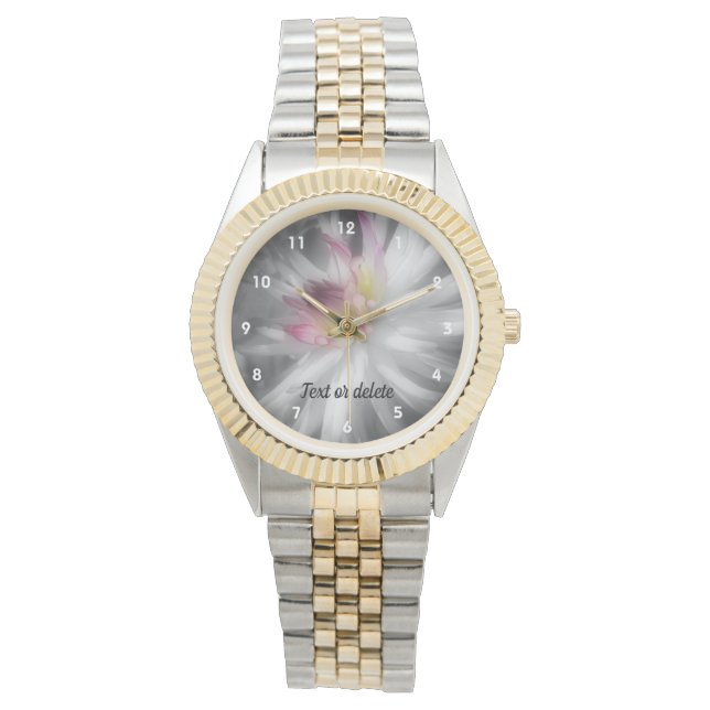 Dahlia ventilator zwart-wit op maat horloge (Voorkant)