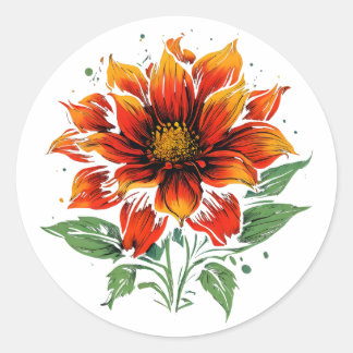 Dahlia vuurbloem ronde sticker