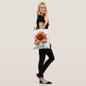 Dahlia vuurbloem tote bag (Op model)