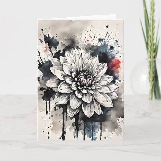Dahlia - Waterverf bloemen Kaart (Voorkant)