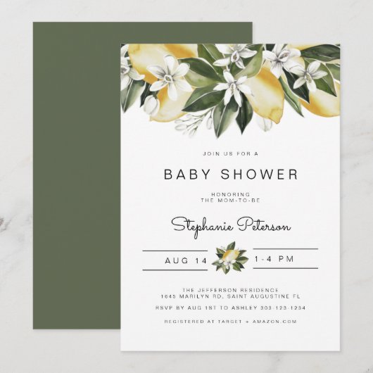 Dahlia - Waterverf Citrus citroen witte bloem Kaart (Voorkant / Achterkant)