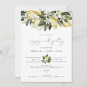 DAHLIA Waterverf Lemon Floral Engagement Party Kaart (Voorkant)