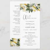 DAHLIA Waterverf Lemon Floral Lon Wedding Programm Menu (Voorkant / Achterkant)