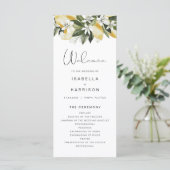 DAHLIA Waterverf Lemon Floral Lon Wedding Programm Menu (Staand voorkant)