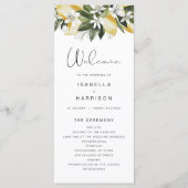 DAHLIA Waterverf Lemon Floral Lon Wedding Programm Menu (Voorkant)