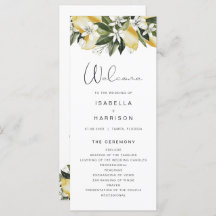 DAHLIA Waterverf Lemon Floral Lon Wedding Programm