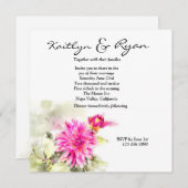 Dahlia Waterverf Wedding Invitation Kaart (Voorkant / Achterkant)