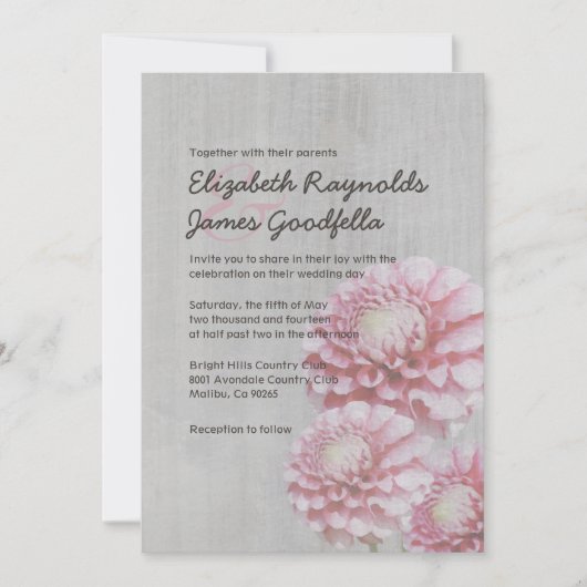  Dahlia Wedding Invitations Kaart (Voorkant)