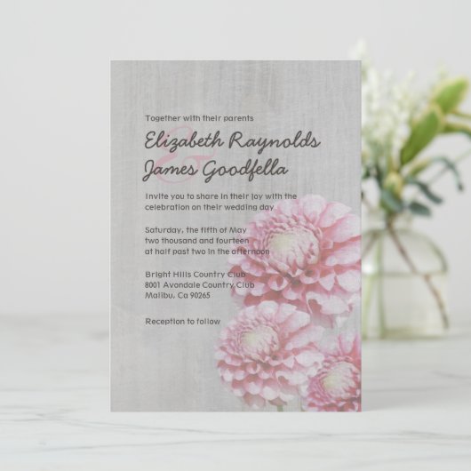  Dahlia Wedding Invitations Kaart (Staand voorkant)
