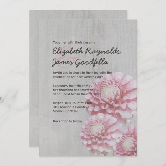  Dahlia Wedding Invitations Kaart (Voorkant / Achterkant)
