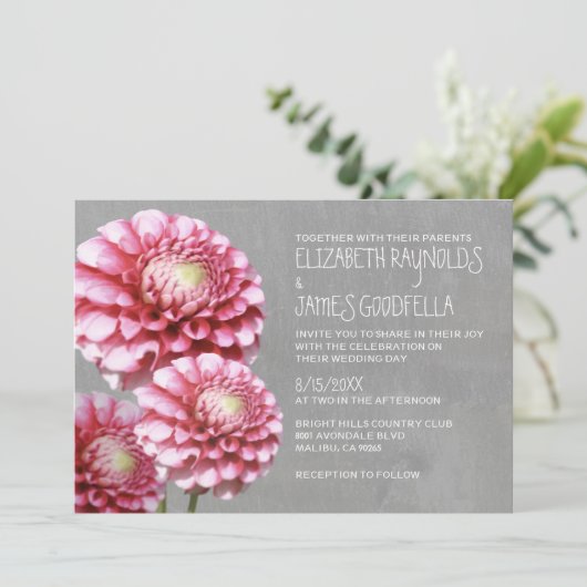 Dahlia Wedding Invitations Kaart (Staand voorkant)