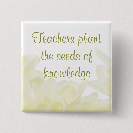 Dahlia White Flower Teacher Vierkante Button 5,1 Cm (Voorkant)