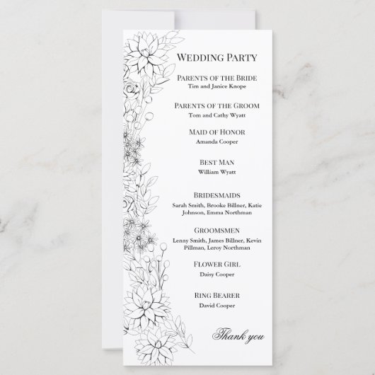 Dahlia Wreath zwart-wit programma (Achterkant)