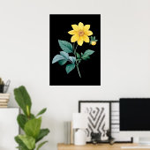 Dahlia yellow flower black poster (Thuiskantoor)