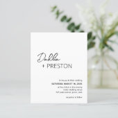 Dahlia Zwart en Wit Budget Bruiloft Uitnodiging (Staand voorkant)