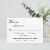 Dahlia Zwart-wit Hedendaagse moderne bruiloft RSVP Kaartje (Staand voorkant)