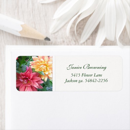 Dahlias adreslabel etiket (Insitu)